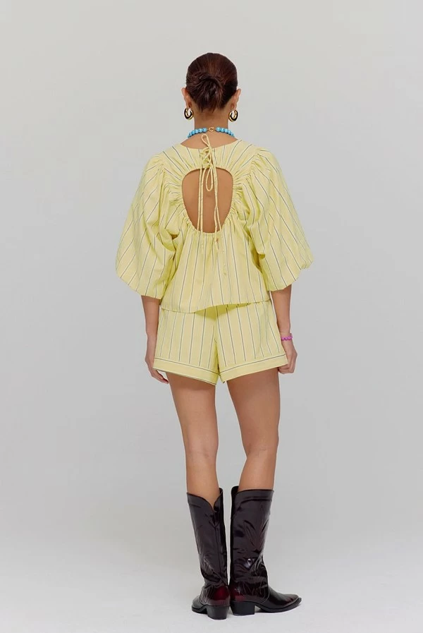Camisa Corta LEVY de Rayas Amarillas – Harper and Yve Mujer