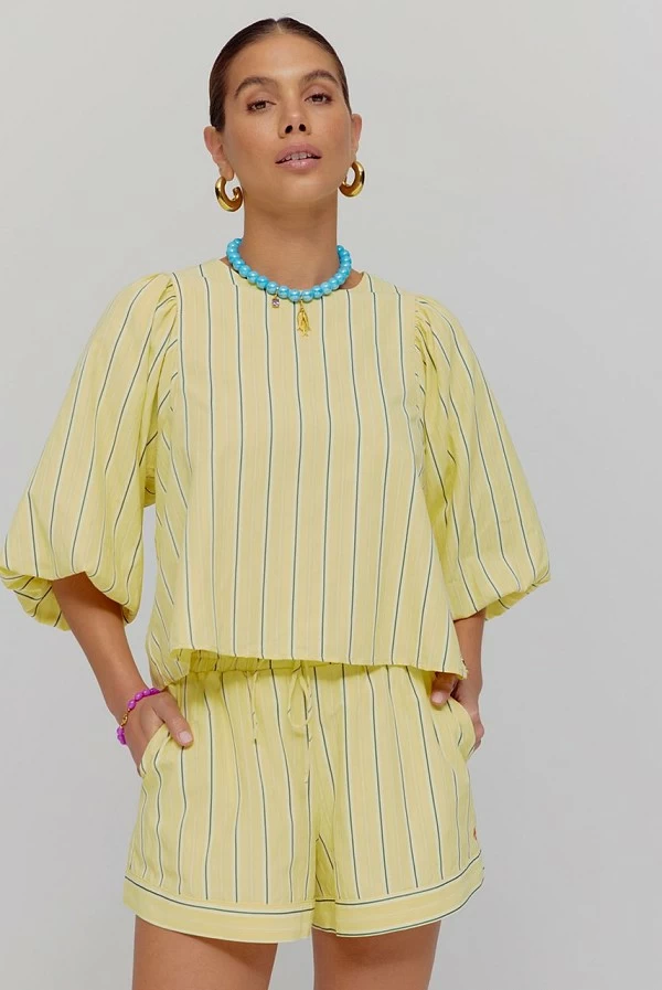 Camisa Corta LEVY de Rayas Amarillas – Harper and Yve Mujer