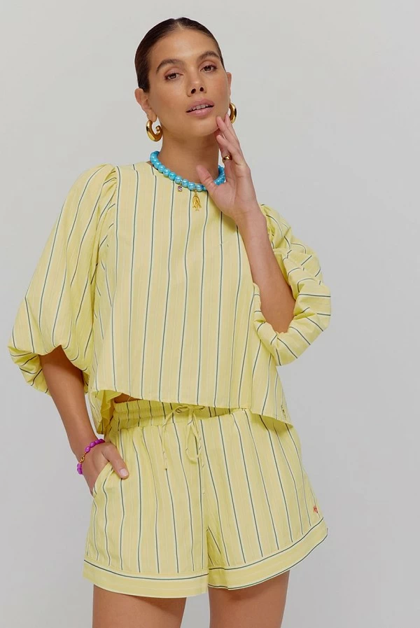 Camisa Corta LEVY de Rayas Amarillas – Harper and Yve Mujer