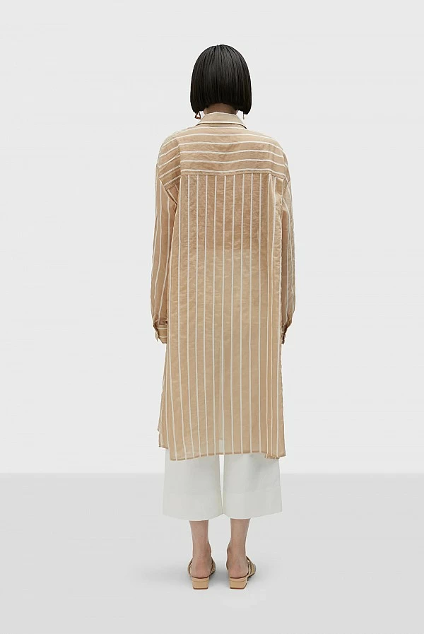 Camisa larga Lola Casademunt rayas beige
