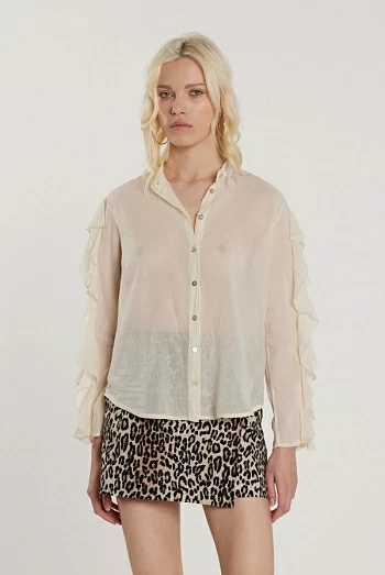 Camisa MONTAND con Encaje y Cuello Mao Camisa MONTAND con Encaje y Cuello Mao