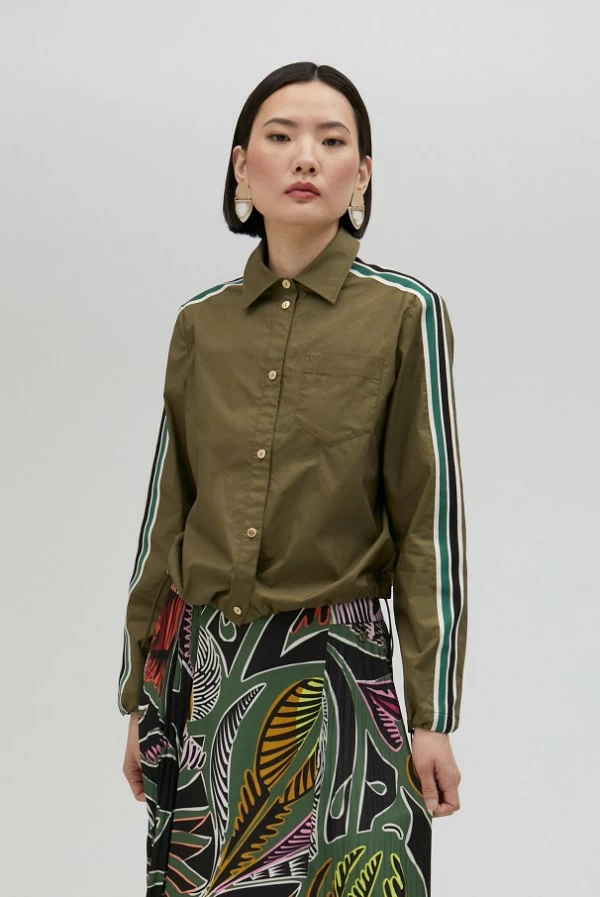 Camisa Popelín Verde con Goma Lola Casademunt