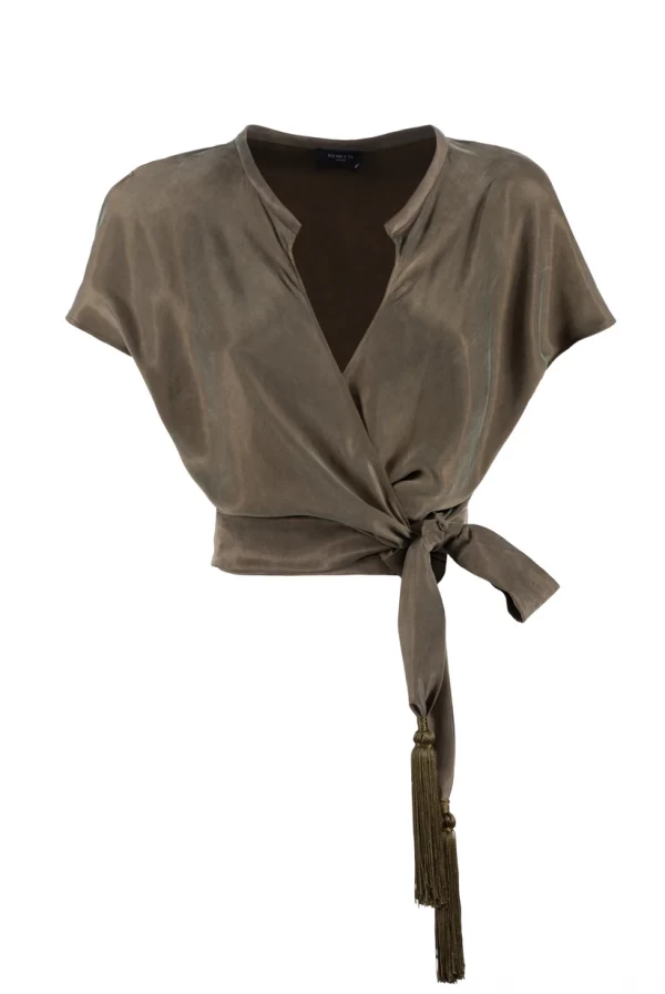 Camisa verde militar Nenette efecto seda