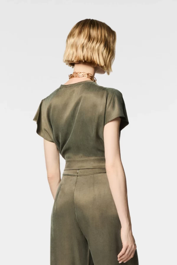 Camisa verde militar Nenette efecto seda