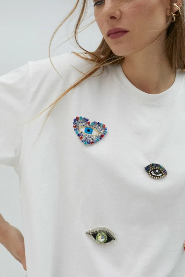 Camiseta con detalles maxi pedrería lola casademunt