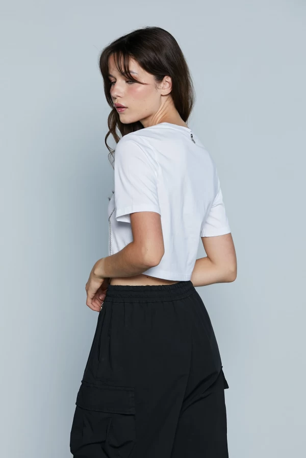 Camiseta Corta Mujer con Strass Relish
