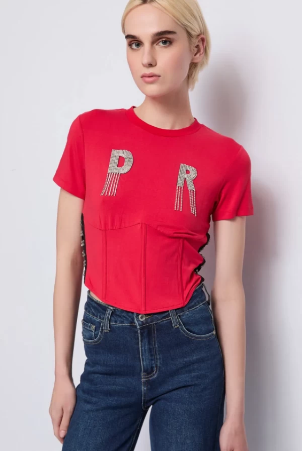 Camiseta DR con Flecos y Pedrería denny rose