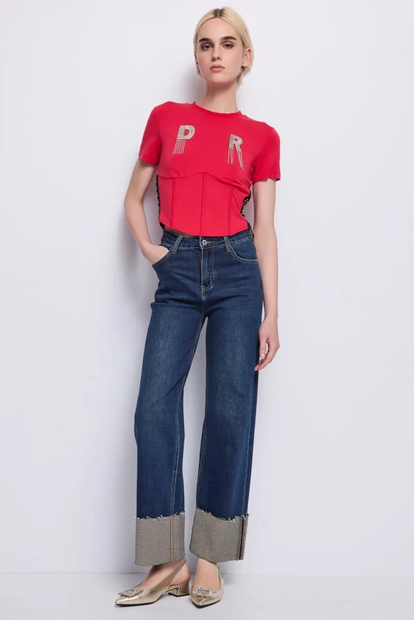 Camiseta DR con Flecos y Pedrería denny rose