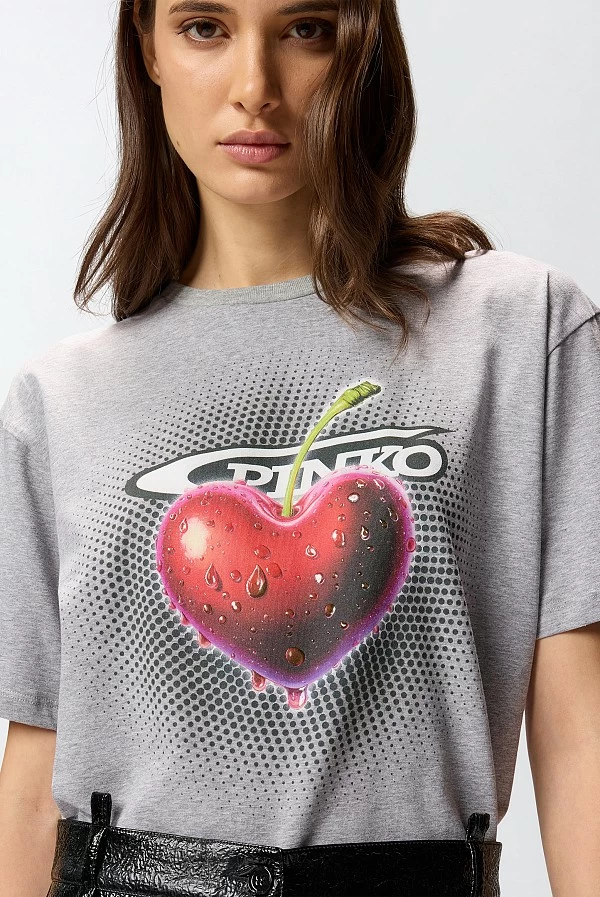 Camiseta jaspeada estampada pinko