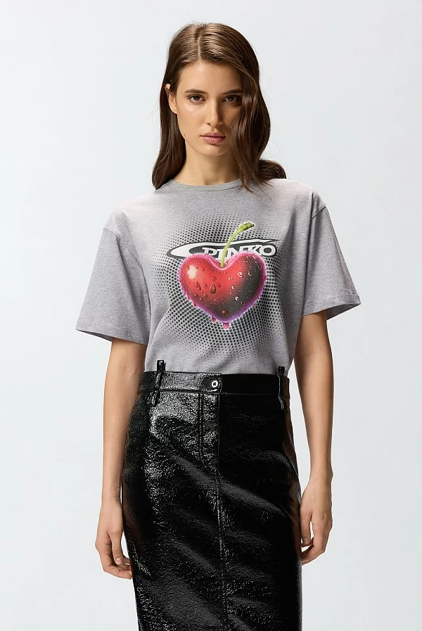 Camiseta jaspeada estampada pinko