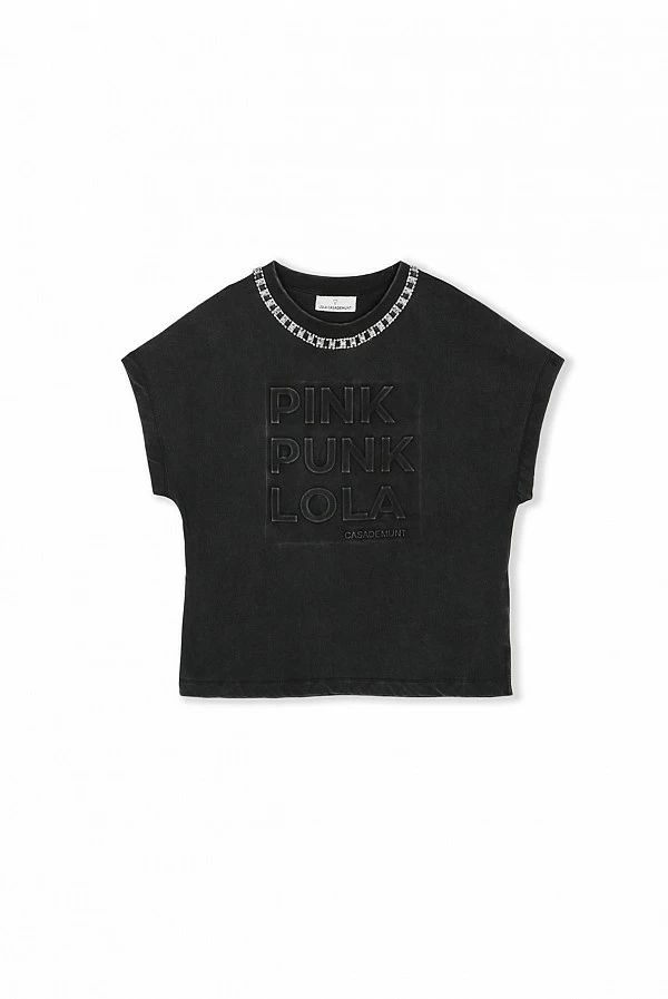 Camiseta manga corta detalle joyas