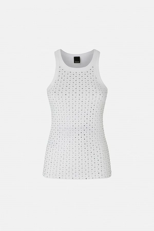 Camiseta sin mangas  nadadora con strass pinko
