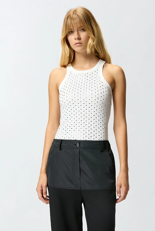 Camiseta sin mangas  nadadora con strass pinko