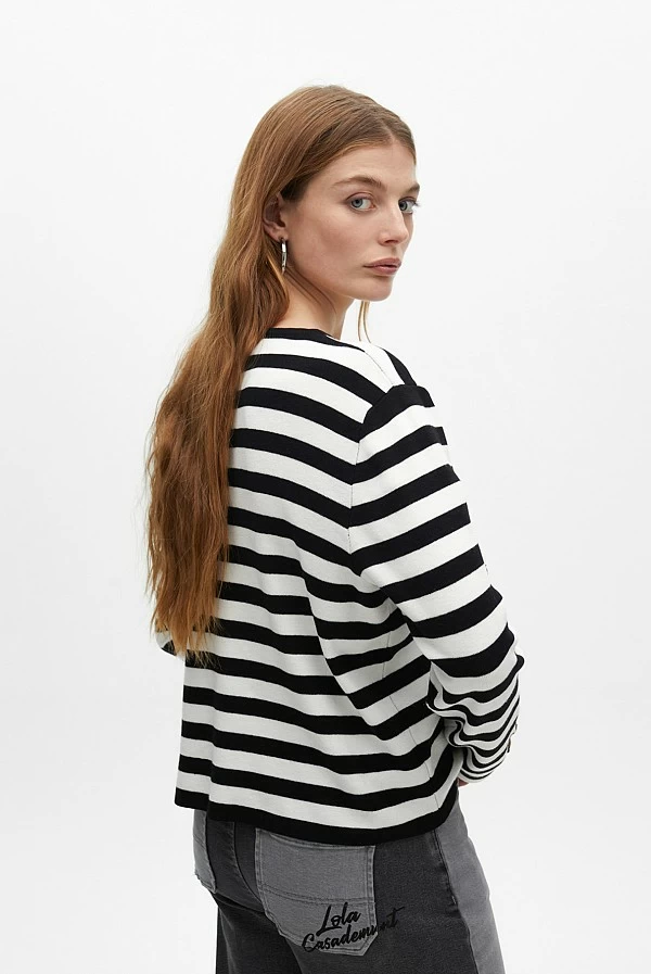 Cardigan rayas detalle parches