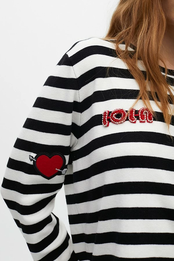 Cardigan rayas detalle parches