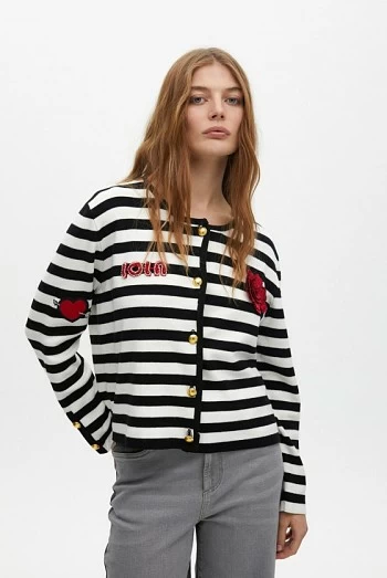 Cardigan rayas detalle parches