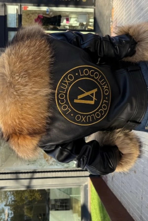 Cazadora LOCO LUXO de Piel con Capucha de Zorro