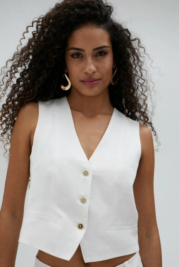 Chaleco Blanco de Tencel y Lino Lola Casademunt