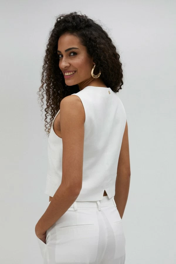 Chaleco Blanco de Tencel y Lino Lola Casademunt