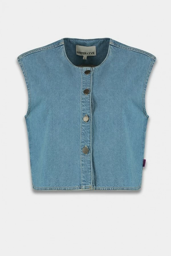 Chaleco Denim Gilly Mid Blue