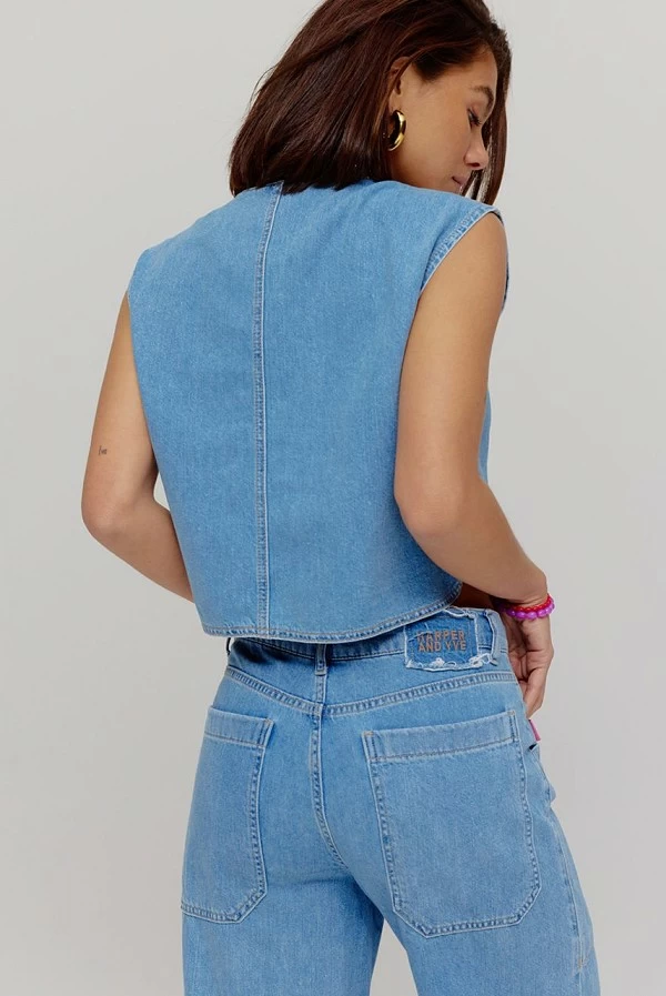 Chaleco Denim Gilly Mid Blue