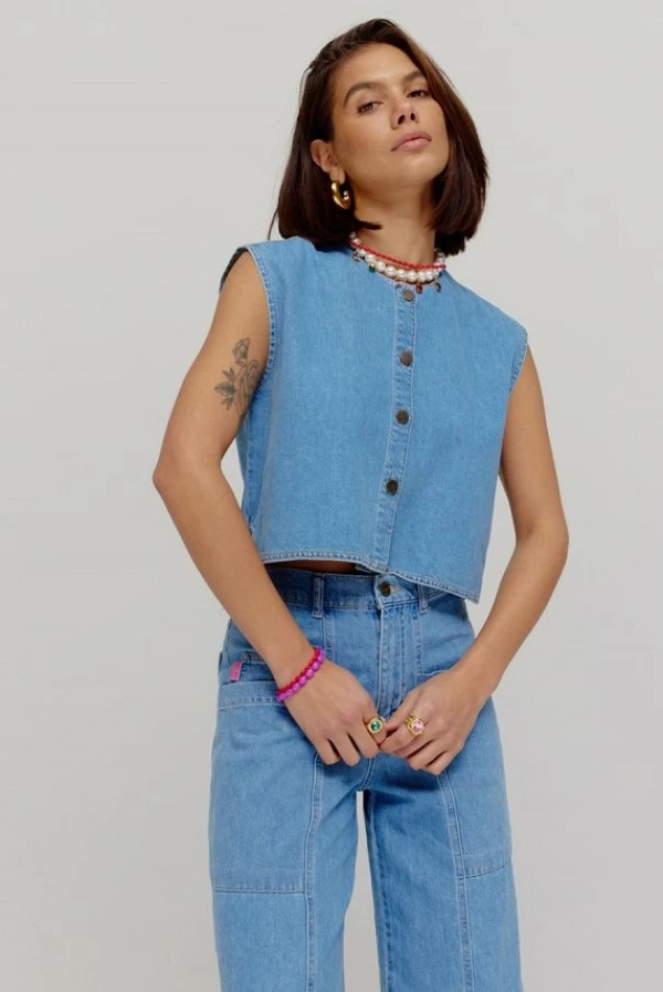 Chaleco Denim Gilly Mid Blue