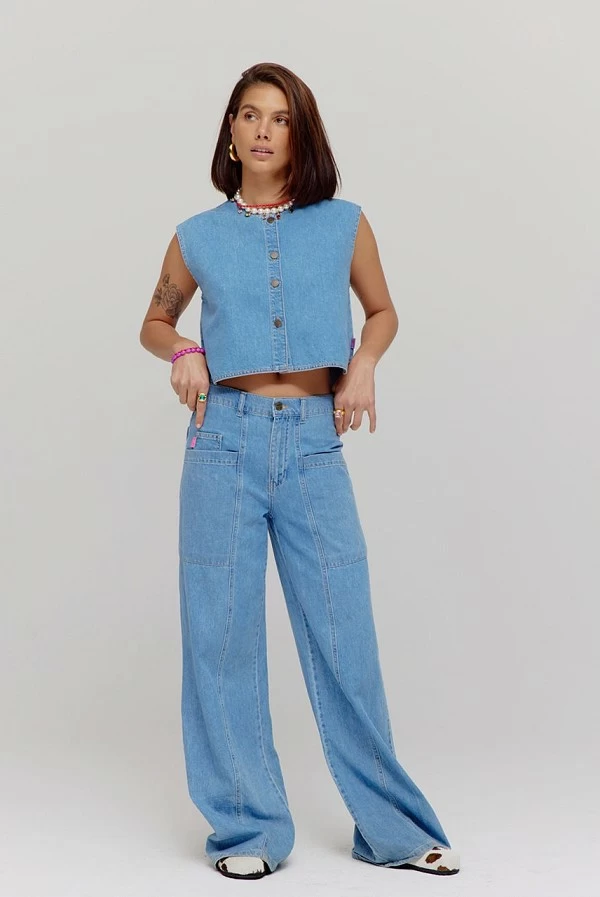 Chaleco Denim Gilly Mid Blue