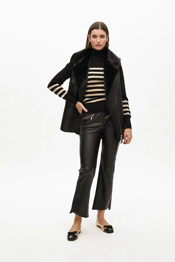 Chaleco Midi Reversible en Piel Sintética Negra lola casademunt