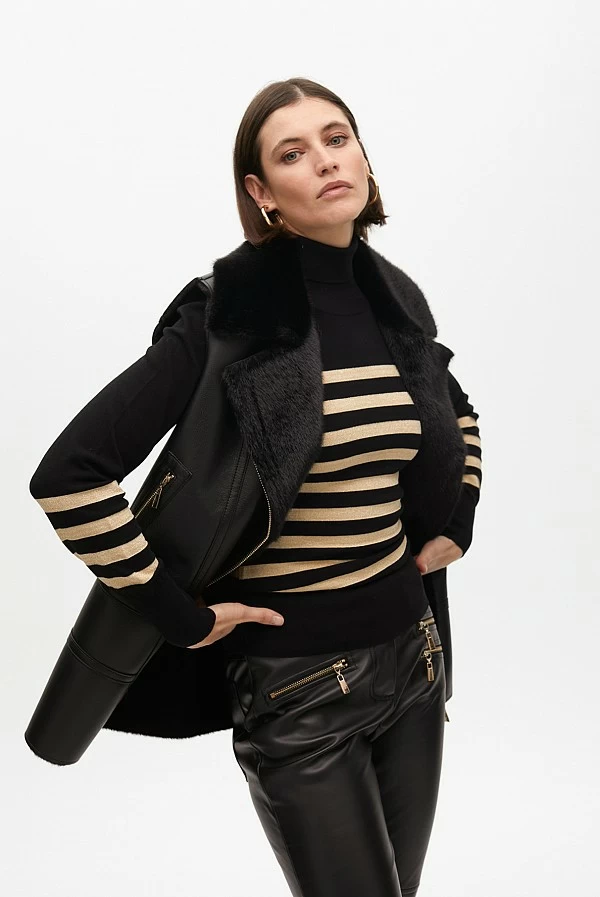 Chaleco Midi Reversible en Piel Sintética Negra lola casademunt
