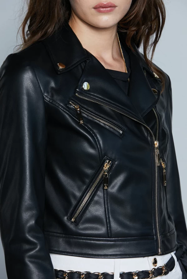 Chaqueta Biker Relish de Ecopiel Beige Claro