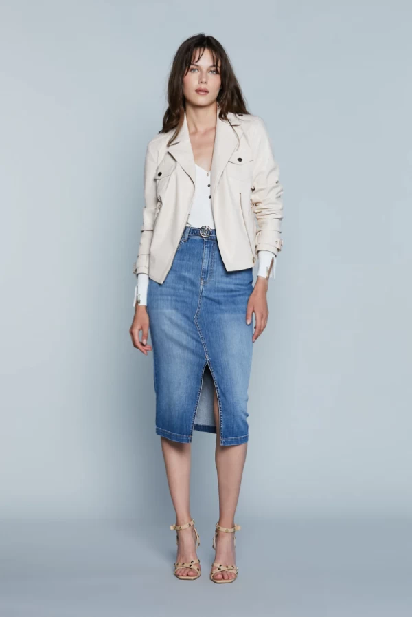 Chaqueta Biker Relish de Ecopiel Beige Claro