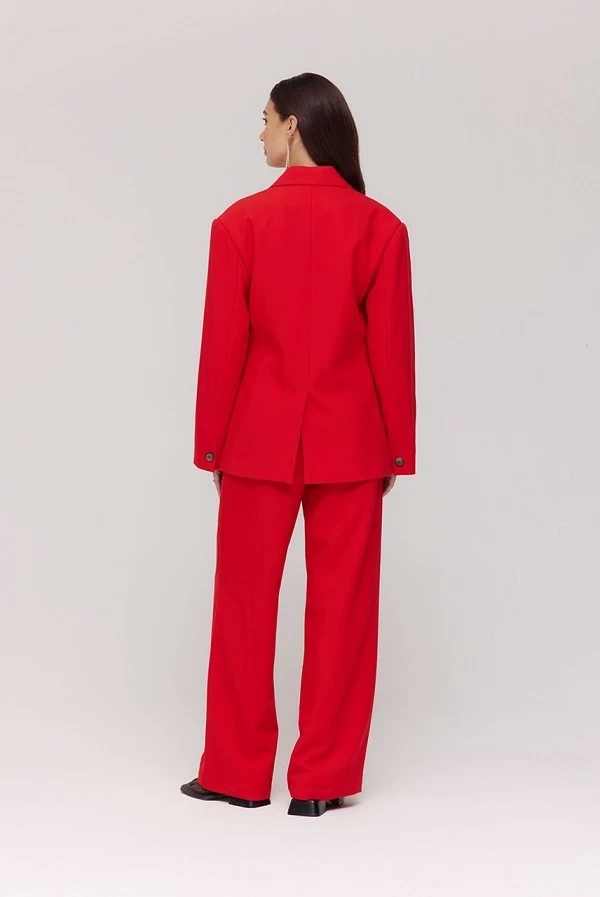 Chaqueta blazer roja Harper & Yve Anne – Corte maxi elegante