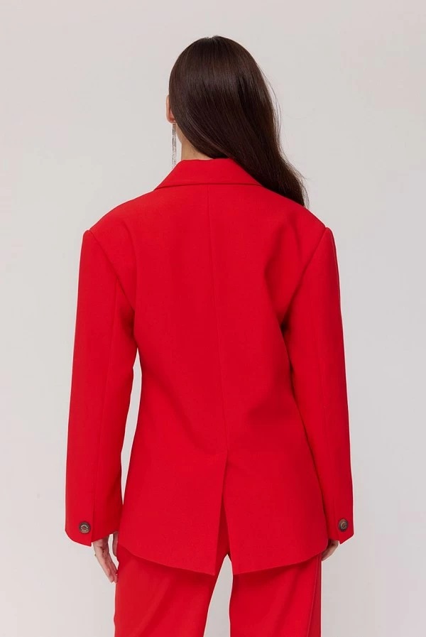 Chaqueta blazer roja Harper & Yve Anne – Corte maxi elegante