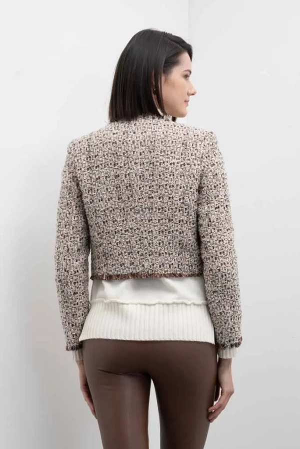 chaqueta corta tweed marron