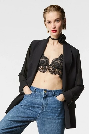 Chaqueta de cady Nenette con mangas y espalda de georgette
