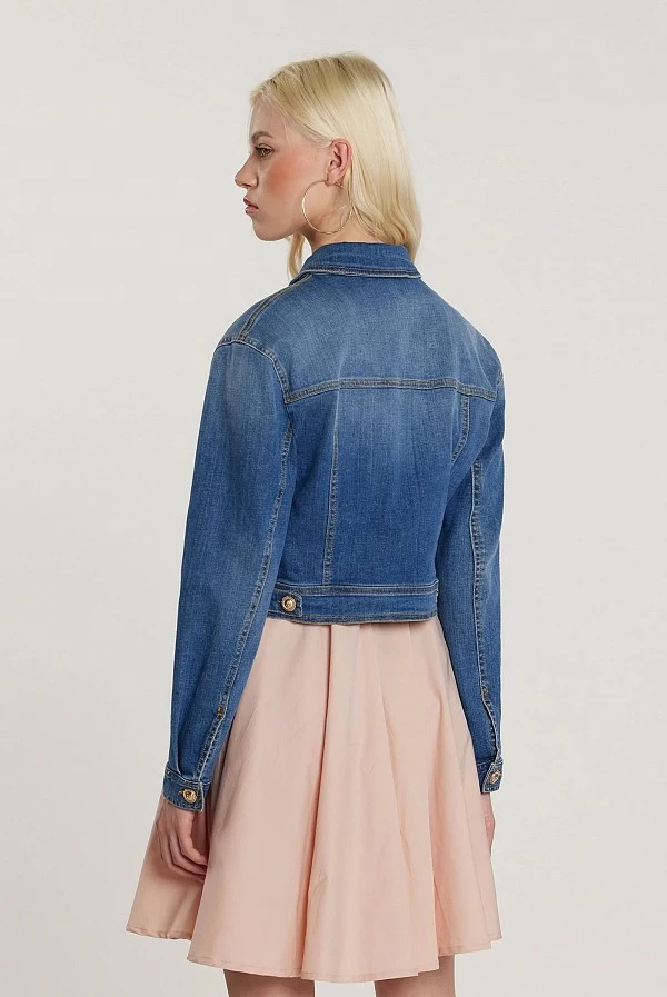 Chaqueta Denim Mujer con Manga Abullonada Chaqueta Denim Mujer con Manga Abullonada