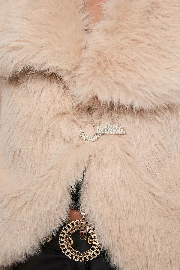 chaqueta piel sintetica beige denny rose