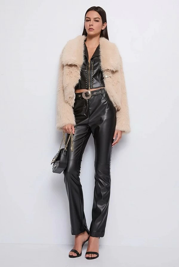 chaqueta piel sintetica beige denny rose chaqueta piel sintetica beige denny rose