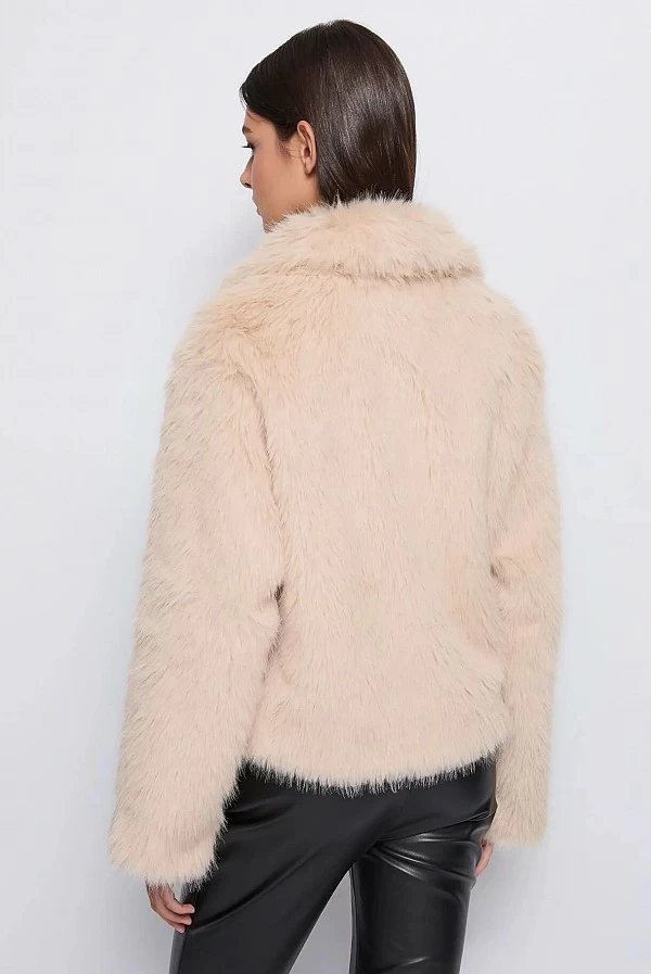 chaqueta piel sintetica beige denny rose