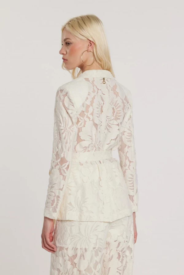 Chaqueta RAMPLING de manga larga con bolsillos de parche y cinturón de encaje