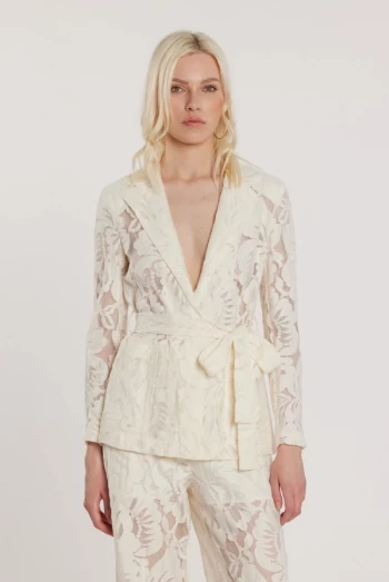 Chaqueta RAMPLING de manga larga con bolsillos de parche y cinturón de encaje Chaqueta RAMPLING de manga larga con bolsillos de parche y cinturón de encaje