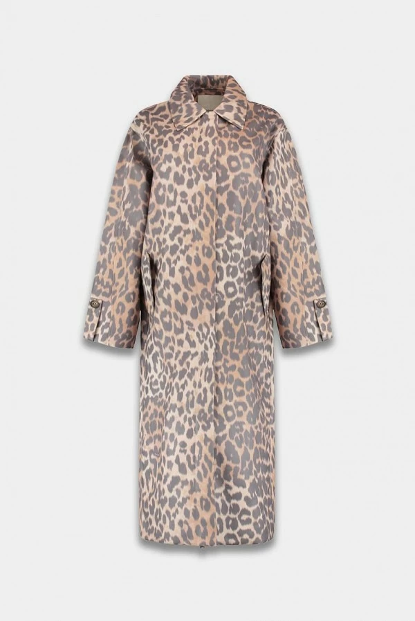 chaqueta trench maxi leopardo