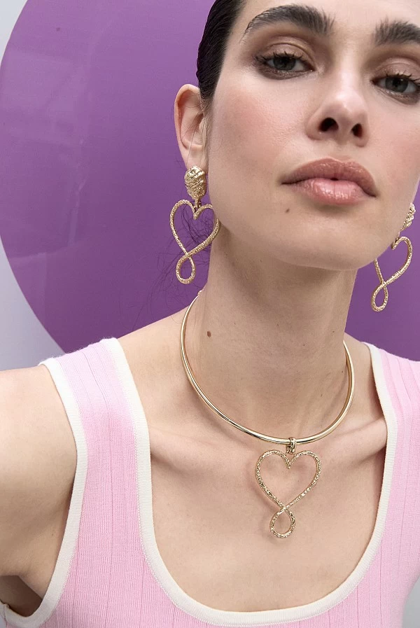 Choker Mujer Corazón Infinito Textura Martillada