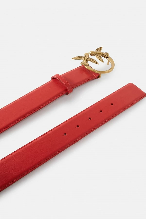 Cinturón alto Love Birds de piel 4cm pinko rojo