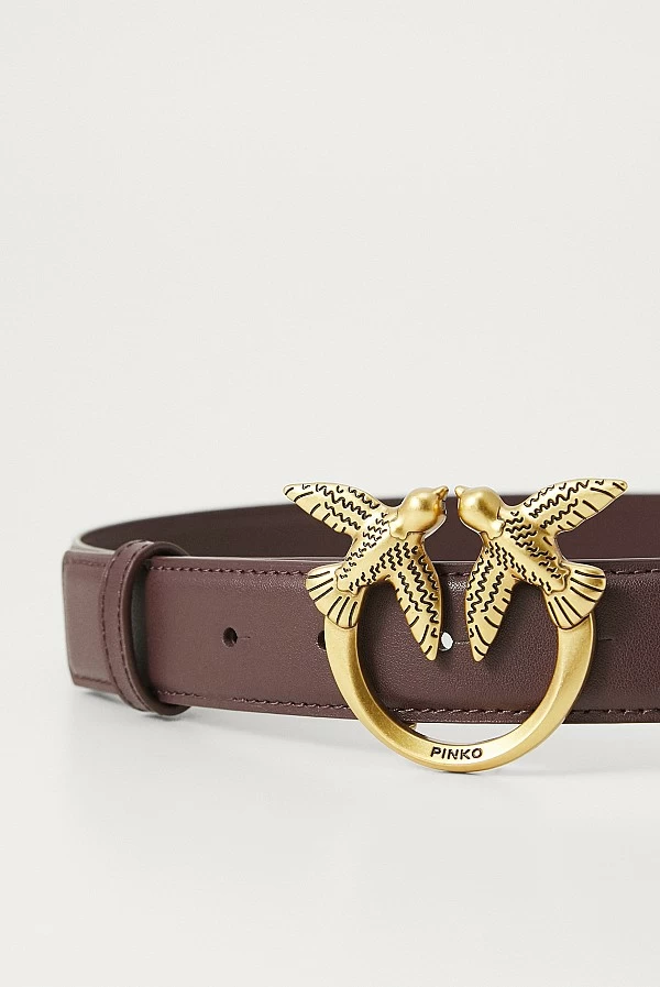 Cinturón Love Birds de piel 3cm pinko marron chocolate