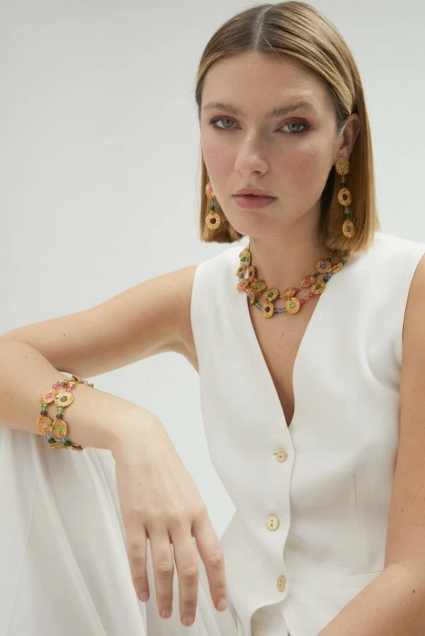 Collar Doble con Flores y Abalorios Lola Casademunt