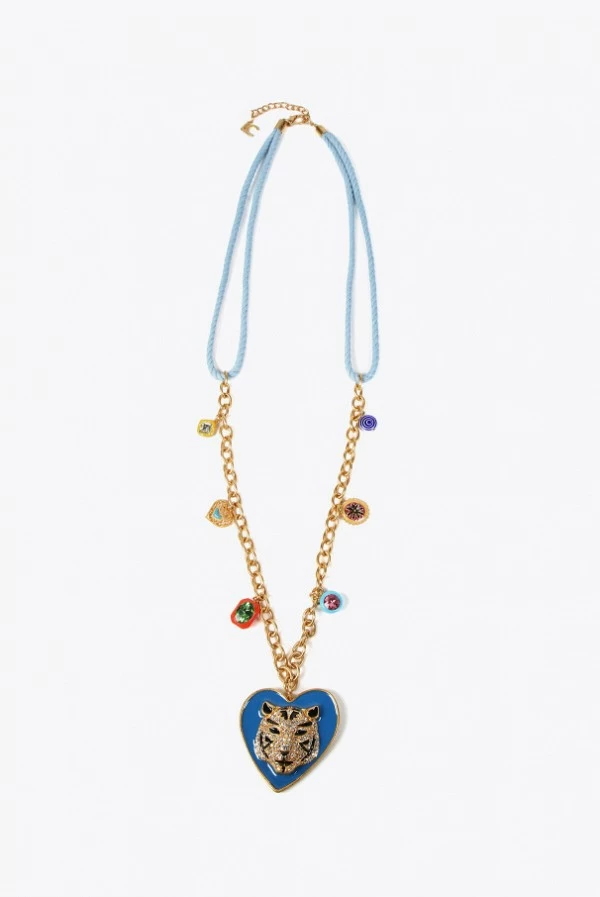 Collar Largo con Corazón y Tigre Strass Lola Casademunt