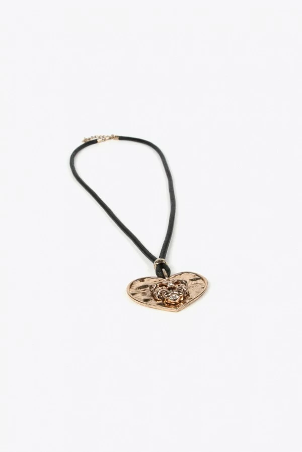 Collar Largo Dorado con Colgante de Corazón y Tigre Lola Casademunt