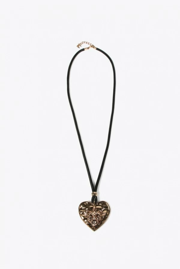 Collar Largo Dorado con Colgante de Corazón y Tigre Lola Casademunt