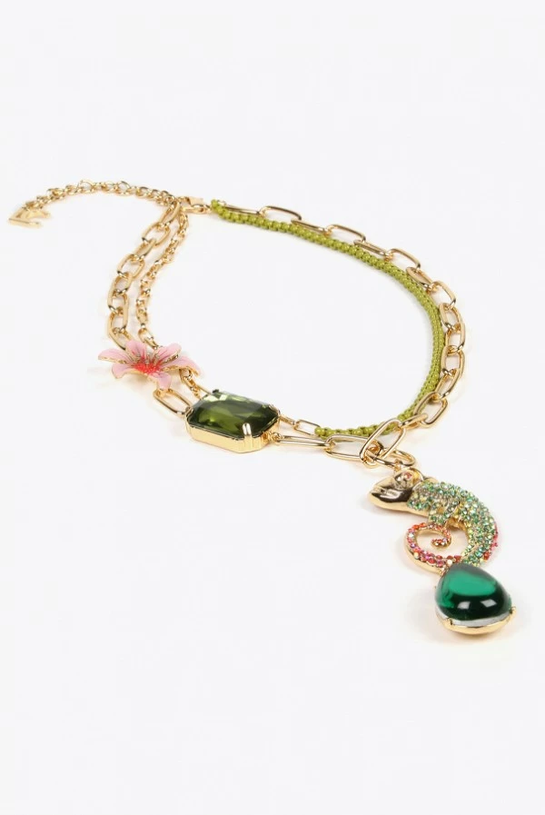 Collar Metálico con Camaleón y Abalorios Lola Casademunt